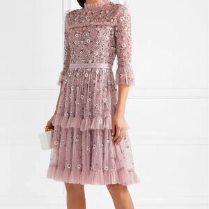 NWT Needle & Thread Pink Embellished Midi Dress